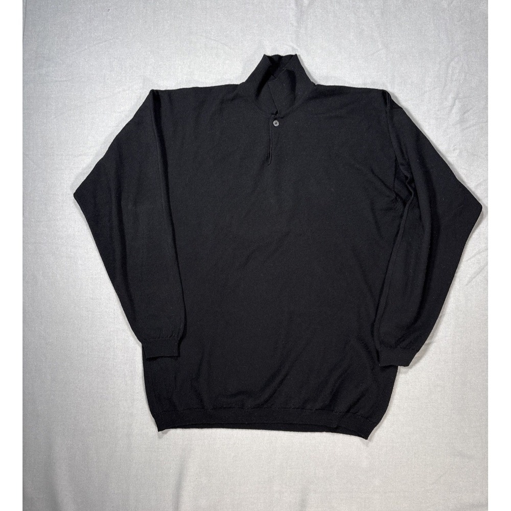 C. Reid Sweater Mens Medium Black Extra Fine Merino Wool Cashmere Minimalist